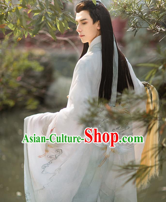 Chinese Ancient Swordsman Hanfu Apparels Traditional Costumes Ming Dynasty Garment Cloak Shirt and Skirt for Men