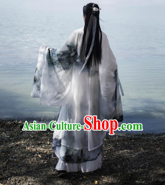 Chinese Ancient Taoist Hanfu Apparels Traditional Costumes Ming Dynasty Swordsman Garment for Men
