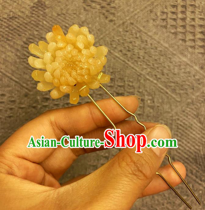 Chinese Ancient Princess Chrysanthemum Hairpins Hair Accessories Handmade Kimono Courtesan Flower Hair Stick