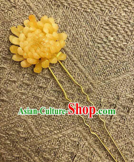 Chinese Ancient Princess Chrysanthemum Hairpins Hair Accessories Handmade Kimono Courtesan Flower Hair Stick