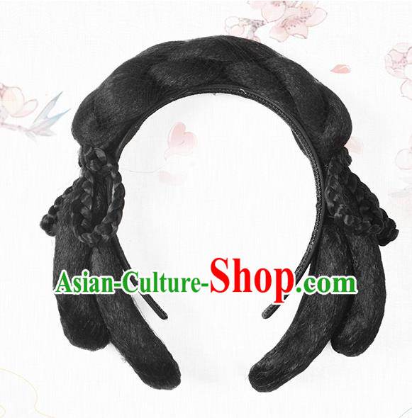 Chinese Classical Ancient Hanfu Wigs Song Dynasty Palace Lady Wig Hair Clasp Accessories