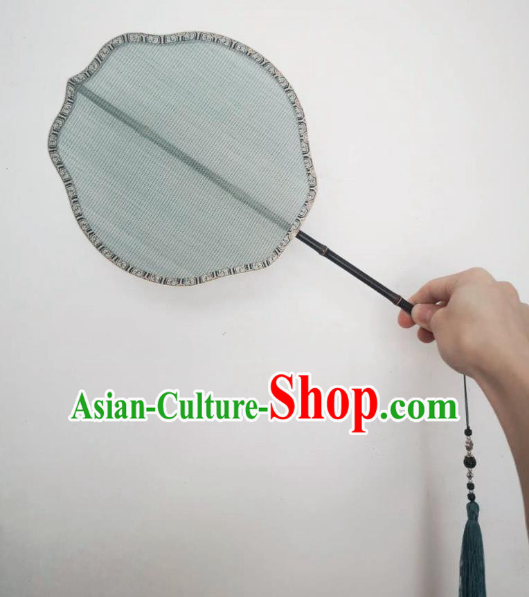 Chinese Classical Ancient Hanfu Light Blue Silk Fan Song Dynasty Imperial Bodyguard Palace Fans