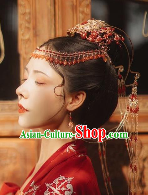 Chinese Ancient Swordswoman Frontlet Hairpins Hair Accessories Handmade Tang Dynasty Princess Hair Stick