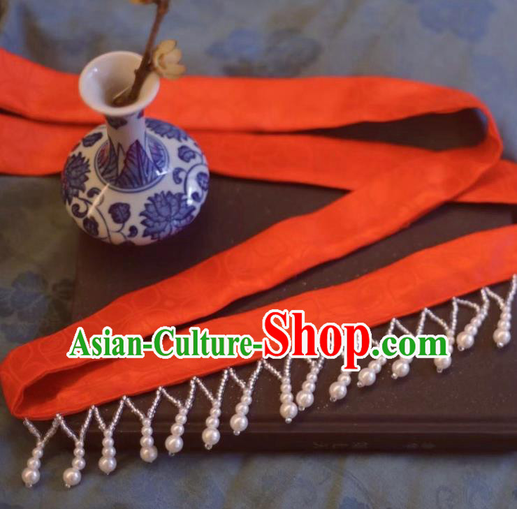 Chinese Ancient Princess Red Silk Hair Clasp Hairpins Hair Accessories Handmade Song Dynasty Headband