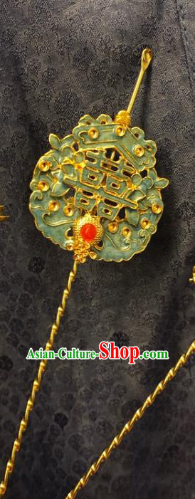 Chinese Ancient Palace Garnet Hairpins Hair Accessories Handmade Ming Dynasty Queen Blueing Wedding Curette Hair Stick