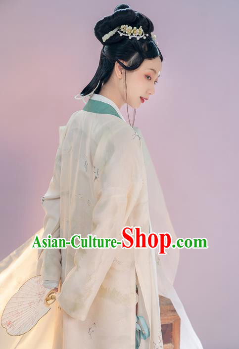 Chinese Ancient Noble Countess Hanfu Apparels Traditional Costumes Song Dynasty Palace Women BeiZi Top and Skirt Complete Set