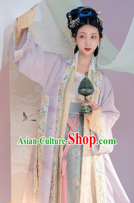 Chinese Ancient Noble Countess Hanfu Dresses Traditional Song Dynasty BeiZi Top Blouse and Skirt Historical Costumes Complete Set