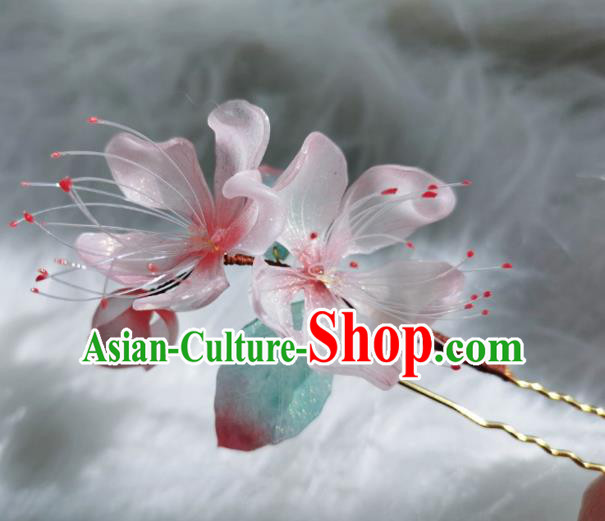 Chinese Ancient Ming Dynasty Princess Hair Stick Handmade Hair Accessories Hanfu Peach Blossom Hairpins