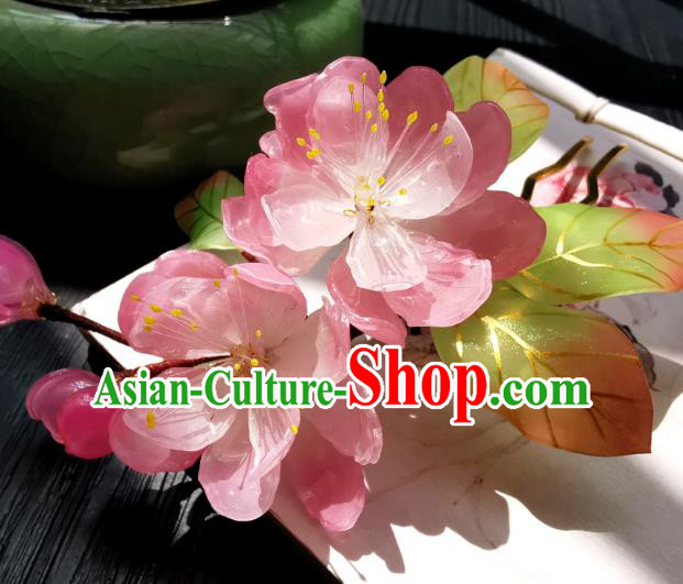 Chinese Classical Pink Begonia Hair Comb Handmade Hanfu Hair Accessories Ancient Song Dynasty Court Lady Flowers Hairpins