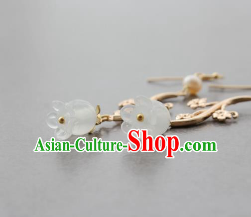Chinese Handmade Convallaria Earrings Classical Jewelry Accessories Hanfu Ming Dynasty Princess Golden Plum Eardrop