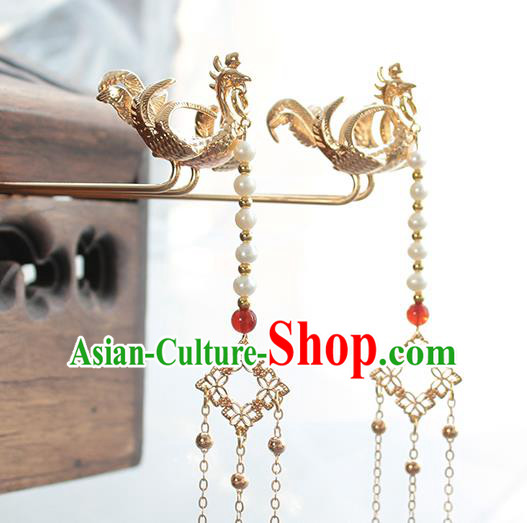 Chinese Classical Phoenix Coronet Hair Stick Handmade Hanfu Hair Accessories Ancient Ming Dynasty Empress Tassel Hairpins Full Set