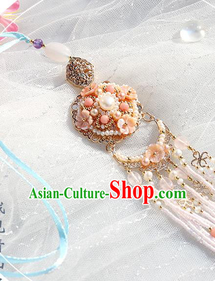 Chinese Handmade Classical Waist Accessories Ancient Hanfu Ming Dynasty Princess Pearls Tassel Pendant