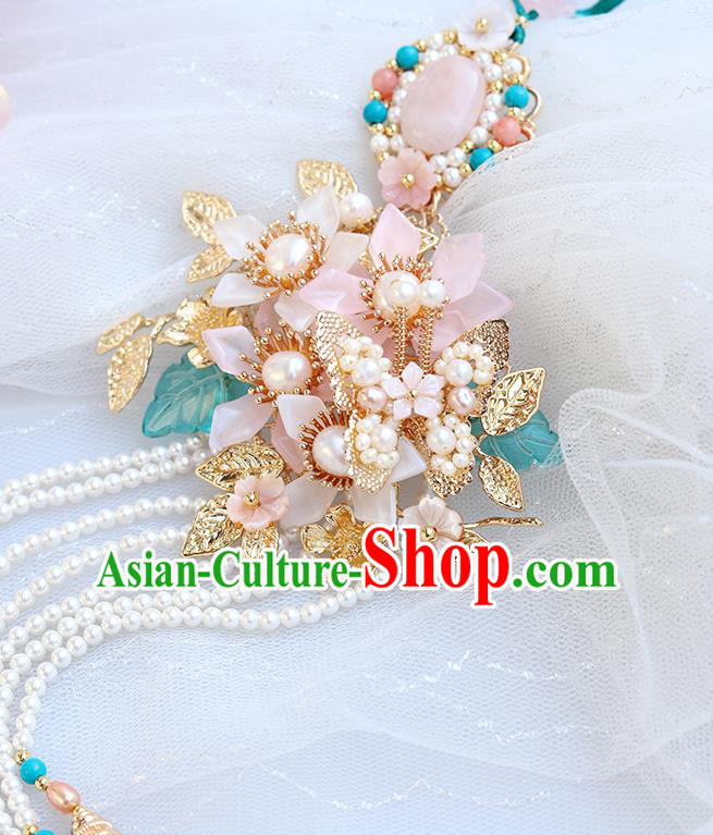 Chinese Handmade Classical Pearls Tassel Waist Accessories Ancient Hanfu Ming Dynasty Princess Belt Pendant