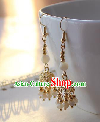 Chinese Handmade Golden Earrings Classical Jewelry Accessories Hanfu Ming Dynasty Princess Eardrop
