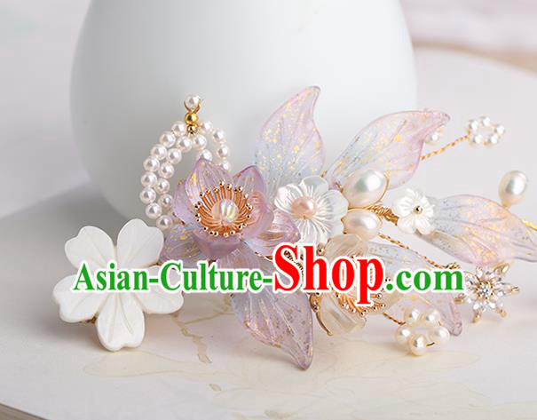 Chinese Classical Palace Lilac Plum Blossom Hair Sticks Handmade Hanfu Hair Accessories Ancient Song Dynasty Princess Shell Hairpins