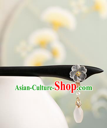 Chinese Classical Palace Ebony Hair Stick Handmade Hanfu Hair Accessories Ancient Ming Dynasty Princess Sakura Tassel Hairpins