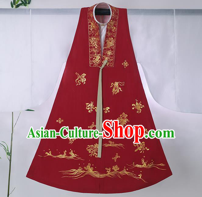 Chinese Ming Dynasty Noble Female Historical Costumes Traditional Ancient Royal Countess Red Vest Blouse and Skirt Hanfu Apparels for Women