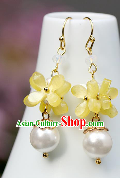 Chinese Handmade Fragrans Earrings Classical Ear Accessories Hanfu Qing Dynasty Princess Flowers Eardrop