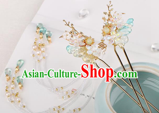 Chinese Classical Palace Butterfly Tassel Hair Stick Handmade Hanfu Hair Accessories Ancient Ming Dynasty Empress Hairpins Hair Clip