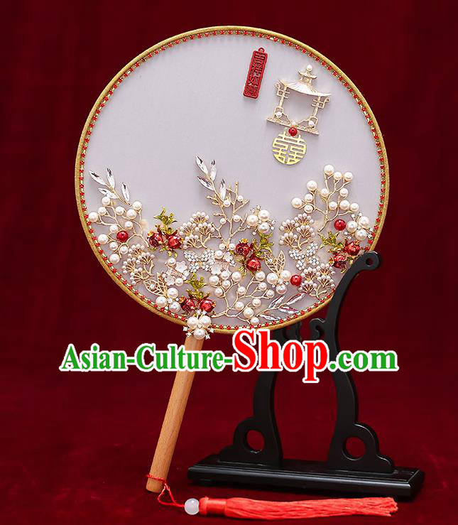 Chinese Handmade Wedding Palace Fans Classical Silk Fans Ancient Bride Round Fans