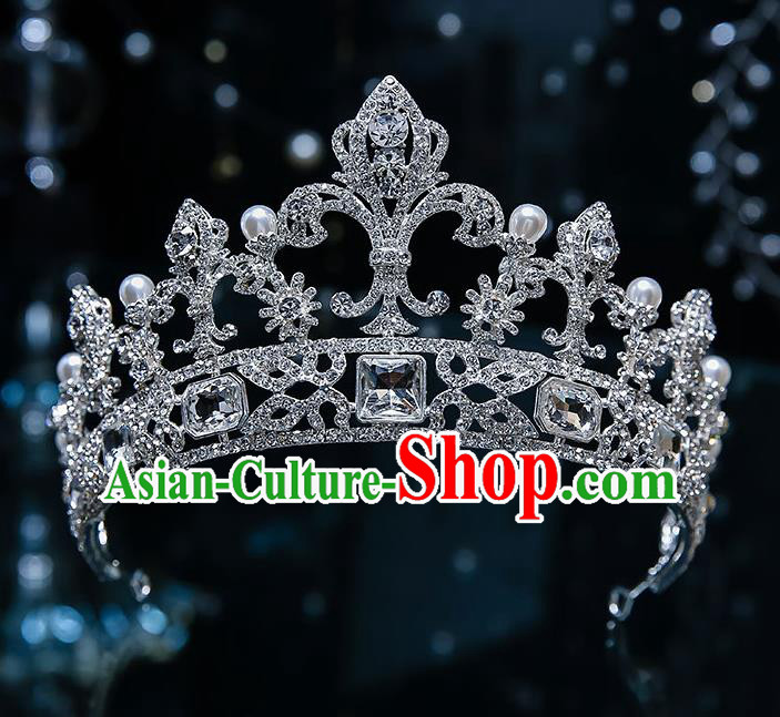 Handmade Baroque Bride Royal Crown Classical Jewelry Accessories European Princess Wedding Crystal Hair Accessories