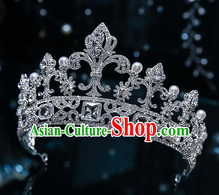 Handmade Baroque Bride Crystal Royal Crown Classical Jewelry Accessories European Princess Wedding Hair Accessories