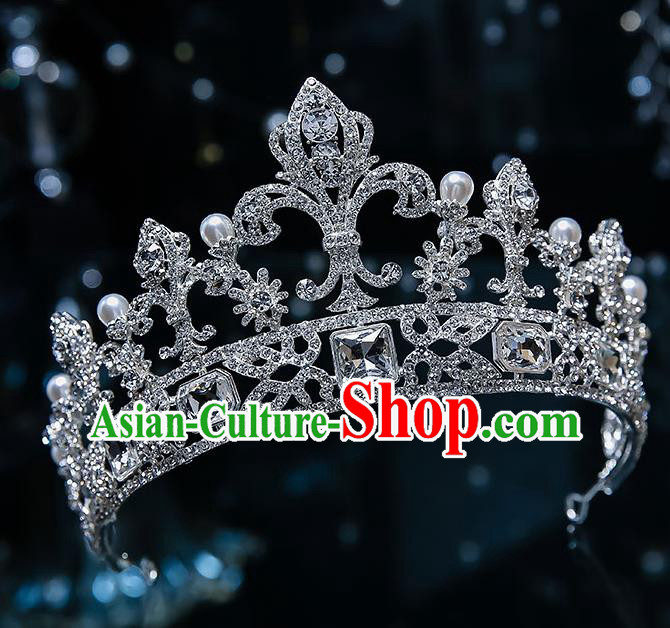Handmade Baroque Bride Crystal Royal Crown Classical Jewelry Accessories European Princess Wedding Hair Accessories