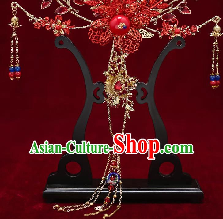 Chinese Handmade Wedding Red Butterfly Palace Fans Classical Fans Ancient Bride Tassel Round Fans