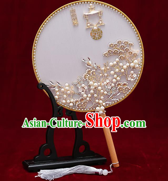 Chinese Handmade Wedding Silk Palace Fans Classical Fans Ancient Bride Round Fans