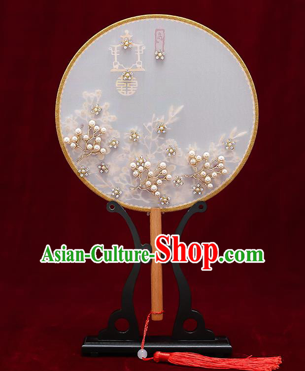 Chinese Handmade Wedding Silk Palace Fans Classical Fans Ancient Bride Round Fans