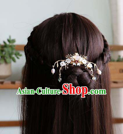 Chinese Classical Palace Shell Plum Hair Stick Handmade Hanfu Hair Accessories Ancient Qing Dynasty Princess Hairpins Golden Hair Crown
