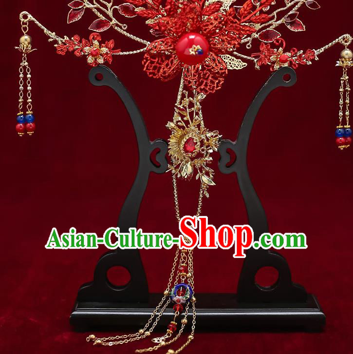 Chinese Handmade Wedding Red Butterfly Plum Palace Fans Classical Fans Ancient Bride Tassel Round Fans