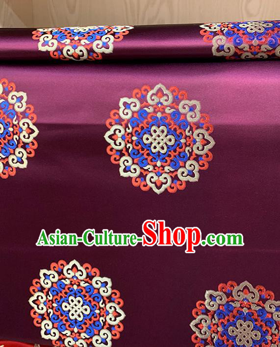 Chinese Traditional Lucky Pattern Purple Silk Fabric Brocade Drapery Tibetan Robe Damask Material