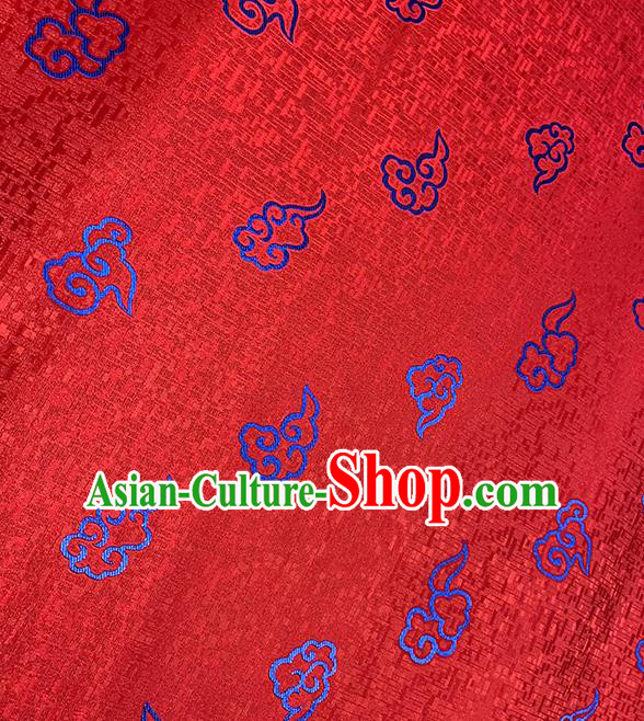 Chinese Traditional Clouds Pattern Red Silk Fabric Brocade Drapery Tang Suit Damask Material