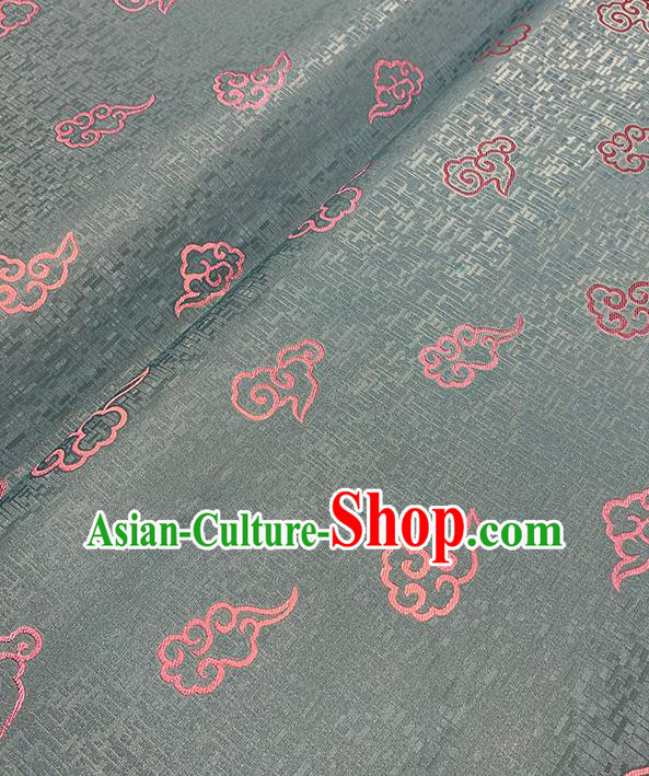 Chinese Traditional Clouds Pattern Light Green Silk Fabric Brocade Drapery Tang Suit Damask Material