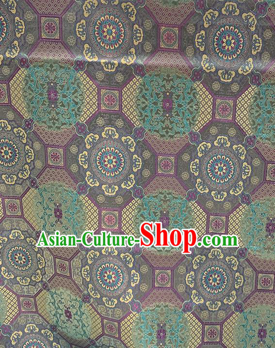 Chinese Traditional Eight Treasures Lotus Pattern Silk Fabric Brocade Drapery Mongolian Robe Damask Material
