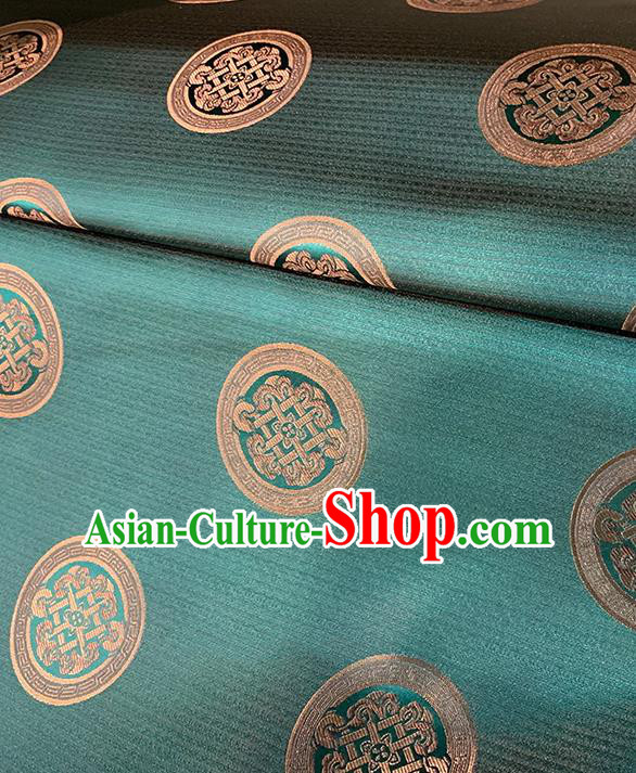 Chinese Traditional Circle Pattern Green Silk Fabric Brocade Drapery Tang Suit Damask Material
