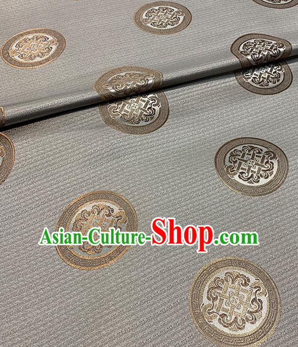 Chinese Traditional Circle Pattern Grey Silk Fabric Brocade Drapery Tang Suit Damask Material