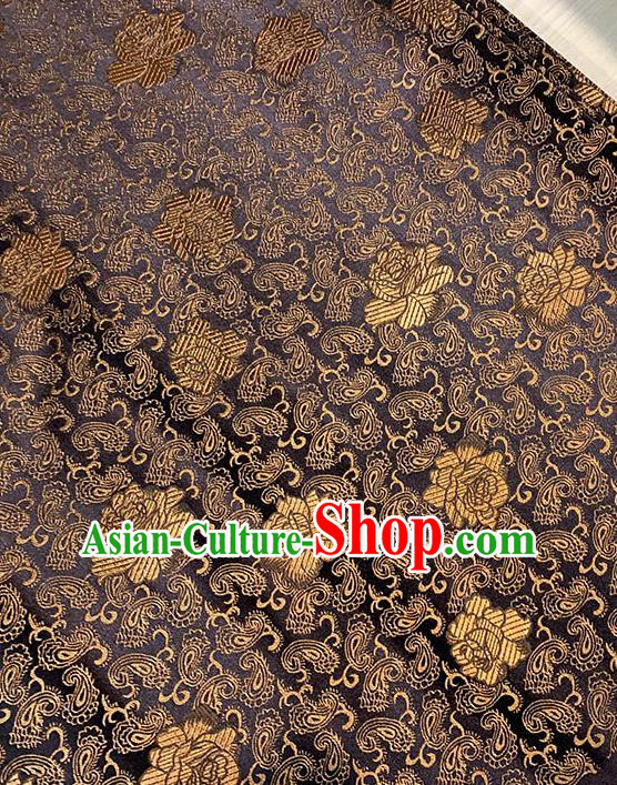 Chinese Traditional Rose Flowers Pattern Silk Fabric Tang Suit Damask Material Brown Brocade Drapery