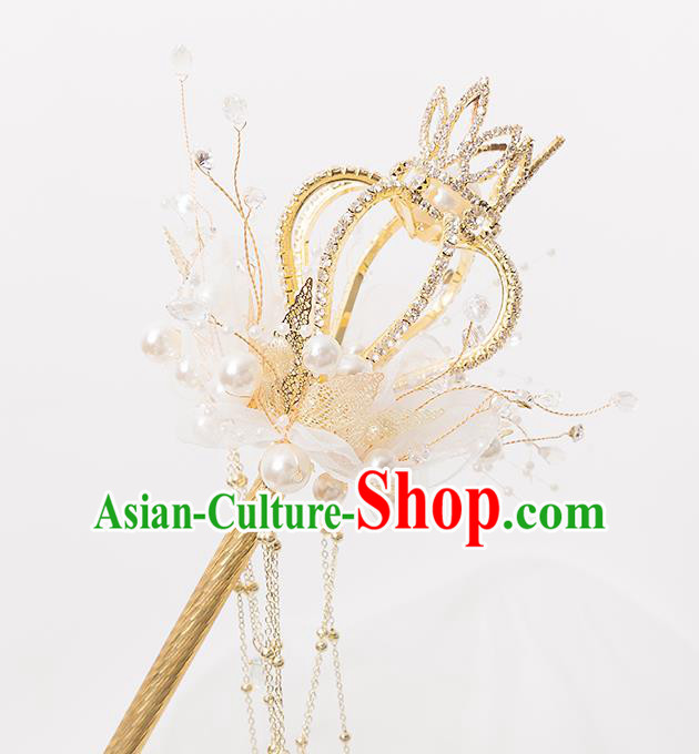 Handmade Baroque Queen White Silk Flower Scepters Wedding Accessories Classical European Bride Bridal Bouquet