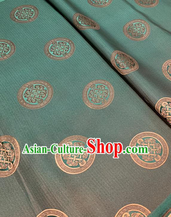 Chinese Traditional Pattern Deep Green Silk Fabric Brocade Damask Mongolian Robe Drapery Material