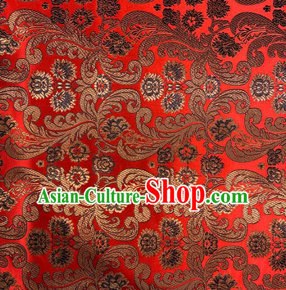 Chinese Traditional Pattern Red Silk Fabric Brocade Drapery Tang Suit Damask Material