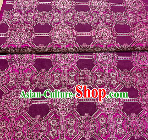 Chinese Traditional Gesang Flowers Pattern Purple Silk Fabric Brocade Drapery Tibetan Robe Damask Material