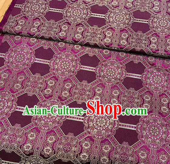Chinese Traditional Gesang Flowers Pattern Wine Red Silk Fabric Brocade Drapery Tibetan Robe Damask Material