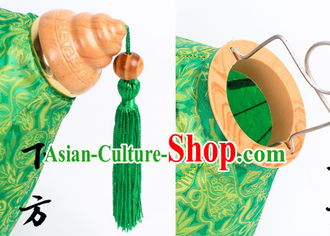 Chinese Traditional Flowers Pattern Green Silk Lanterns Handmade Hanging Lantern New Year Palace Lamp