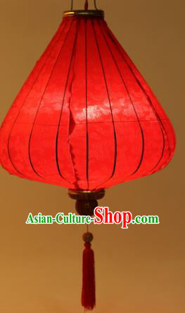 Chinese Traditional Lucky Pattern Red Silk Palace Lanterns Handmade Hanging Lantern Classical Festive New Year Tulip Lamp