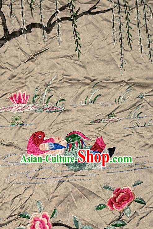 Traditional Chinese Embroidered Mandarin Duck Fabric Hand Embroidering Dress Applique Embroidery Silk Patches Accessories