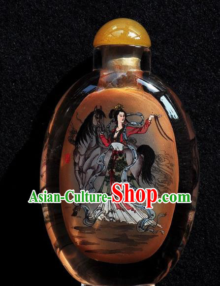 Chinese Handmade Snuff Bottle Traditional Inside Painting Beauty Horse Snuff Bottles Artware