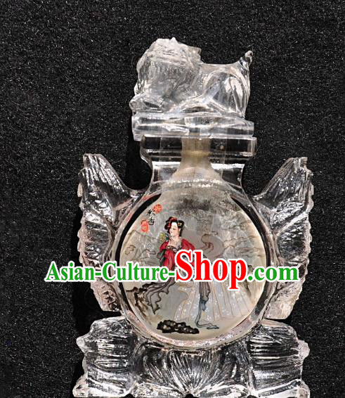 Chinese Handmade Lion Snuff Bottle Traditional Inside Painting Palace Lady Snuff Bottles Artware