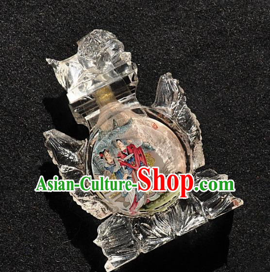 Chinese Handmade Lion Snuff Bottle Traditional Inside Painting Palace Lady Snuff Bottles Artware